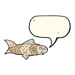 cartoon funny fish with speech bubble