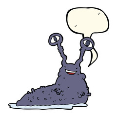cartoon slug with speech bubble
