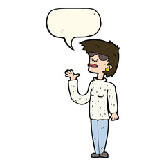 cartoon woman wearing spectacles with speech bubble