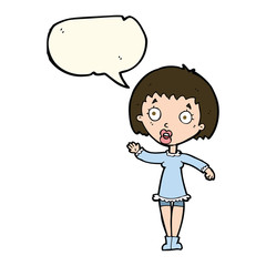 Fototapeta premium cartoon waving woman with speech bubble