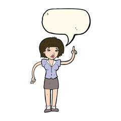 cartoon woman with idea with speech bubble