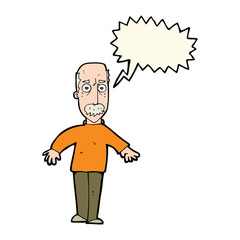 cartoon annoyed old man with speech bubble