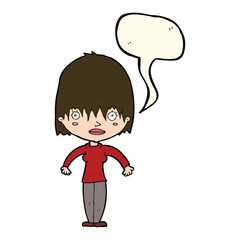 cartoon woman staring with speech bubble