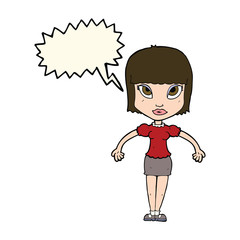 cartoon pretty woman with speech bubble