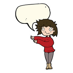cartoon dancing woman with speech bubble