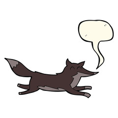 cartoon running wolf with speech bubble