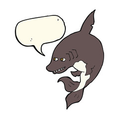 funny cartoon shark with speech bubble
