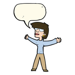 cartoon woman wearing glasses with speech bubble