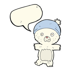 cartoon cute polar bear with speech bubble