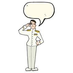 cartoon military man in dress uniform with speech bubble