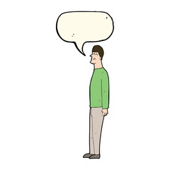 cartoon tall man with speech bubble