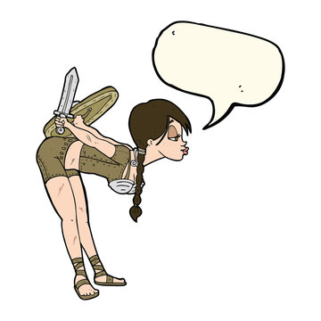recommend clip art: cartoon viking girl bowing with speech bubble