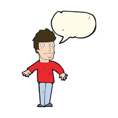 cartoon worried man with speech bubble
