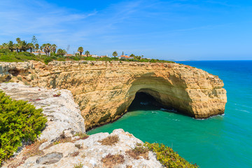 Fototapeta na wymiar View of sea cave on coast of Portugal, Algarve region