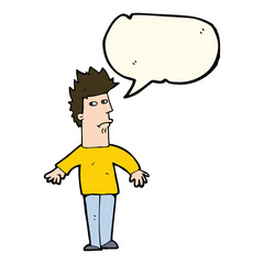cartoon worried man with speech bubble
