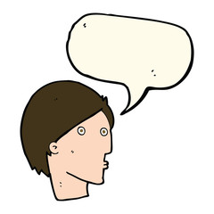 cartoon surprised face with speech bubble