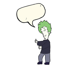 cartoon vampire with speech bubble