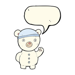 cartoon polar bear cub with speech bubble
