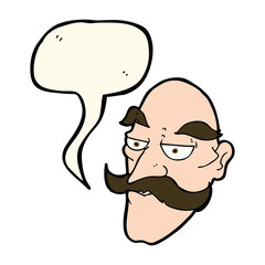 cartoon old man face with speech bubble