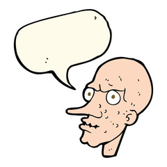 cartoon evil old man with speech bubble