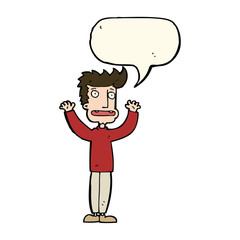 cartoon stressed man with speech bubble