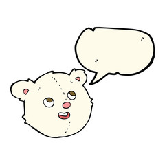 cartoon polar bear face with speech bubble