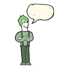 cartoon vampire with speech bubble