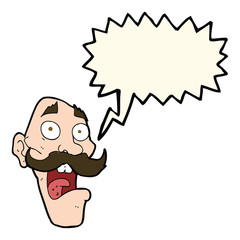 cartoon frightened old man with speech bubble
