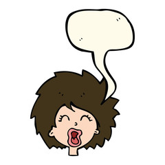 cartoon woman screaming with speech bubble