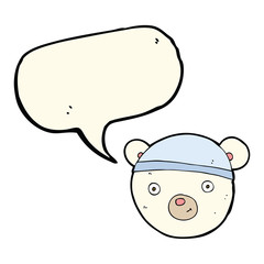 cartoon polar bear face with speech bubble