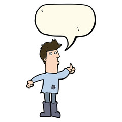 cartoon poor man with speech bubble