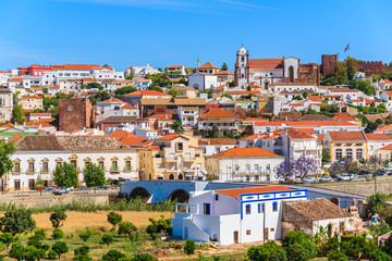 Fototapeta na wymiar View of Silves town buildings with famous castle and cathedral, Algarve region, Portugal
