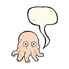 cartoon alien squid face with speech bubble