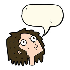 cartoon staring woman with speech bubble
