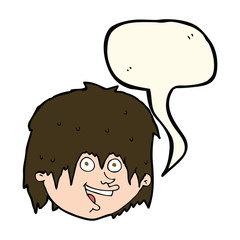 cartoon happy man with speech bubble