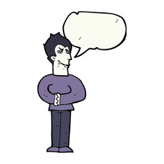 cartoon vampire with speech bubble