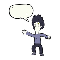 cartoon vampire with speech bubble
