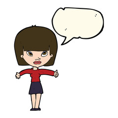 cartoon woman giving thumbs up symbol with speech bubble