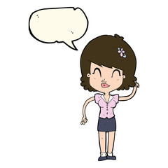 cartoon pretty woman with idea with speech bubble