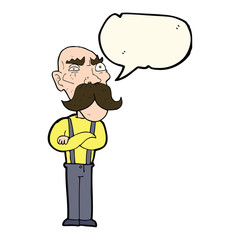cartoon angry old man with speech bubble