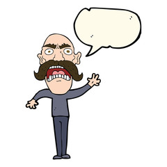 cartoon angry old man with speech bubble