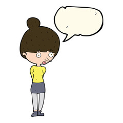 cartoon woman staring with speech bubble