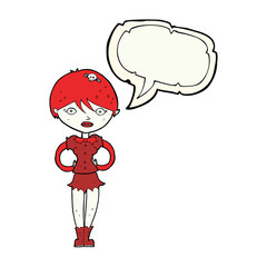 cartoon pretty vampire girl with speech bubble