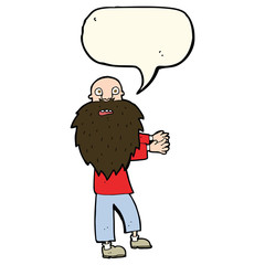 cartoon bearded old man with speech bubble