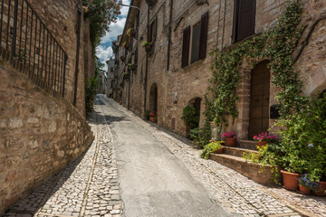 Obraz na płótnie Canvas Full color beautiful streets in Umbria, Italy