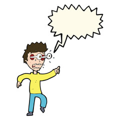 cartoon man with popping out eyes with speech bubble