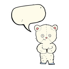 cartoon teddy polar bear cub with speech bubble