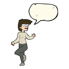 cartoon woman waving with speech bubble