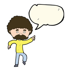 cartoon seventies style man disco dancing with speech bubble