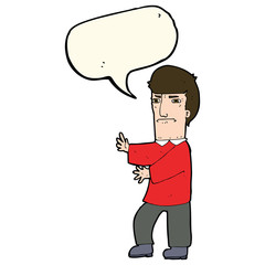 cartoon grumpy man with speech bubble